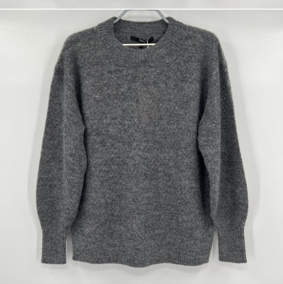 Quince Women's Charcoal Baby Alpaca-Merino Wool Diamond Stitch Crew Sweater sz S - Picture 1 of 2